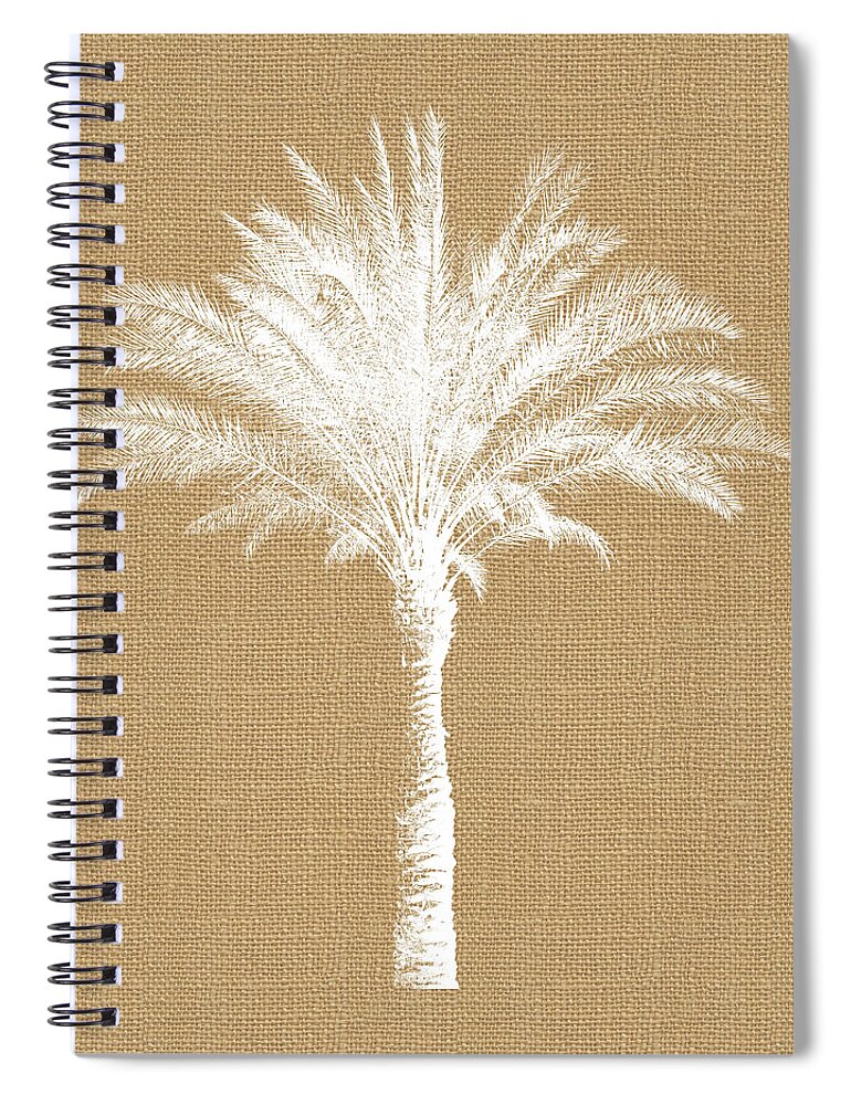 Palm Tree Spiral Notebook featuring the mixed media Burlap Palm Tree- Art by Linda Woods by Linda Woods