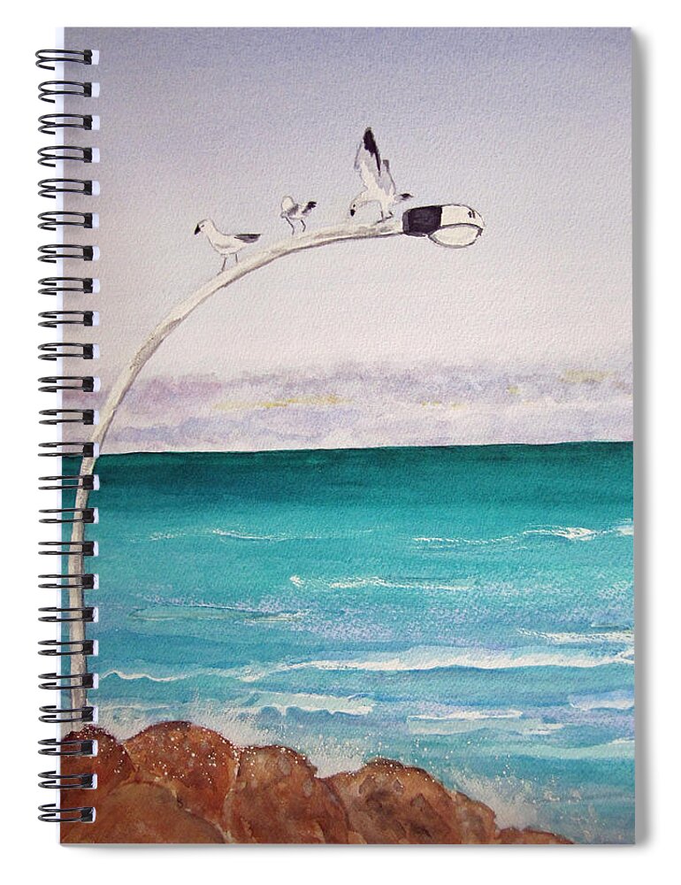 Beach. Coastline Spiral Notebook featuring the painting Burns Beach by Elvira Ingram