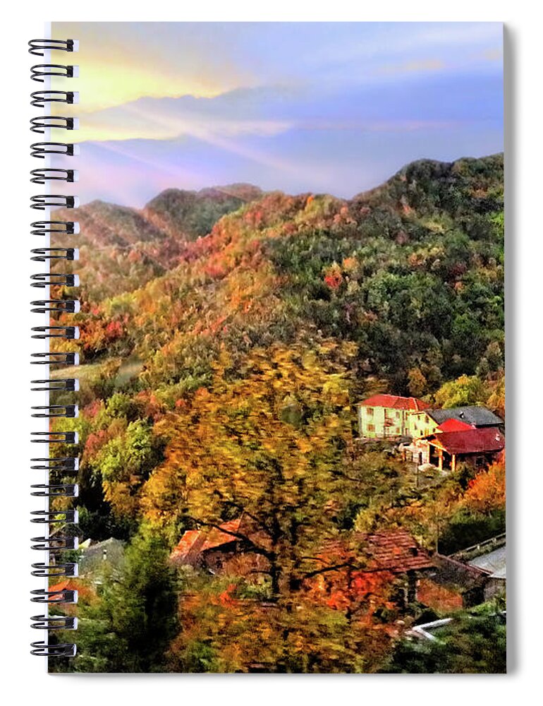 Italy Spiral Notebook featuring the digital art Bus With a View by Jennie Breeze