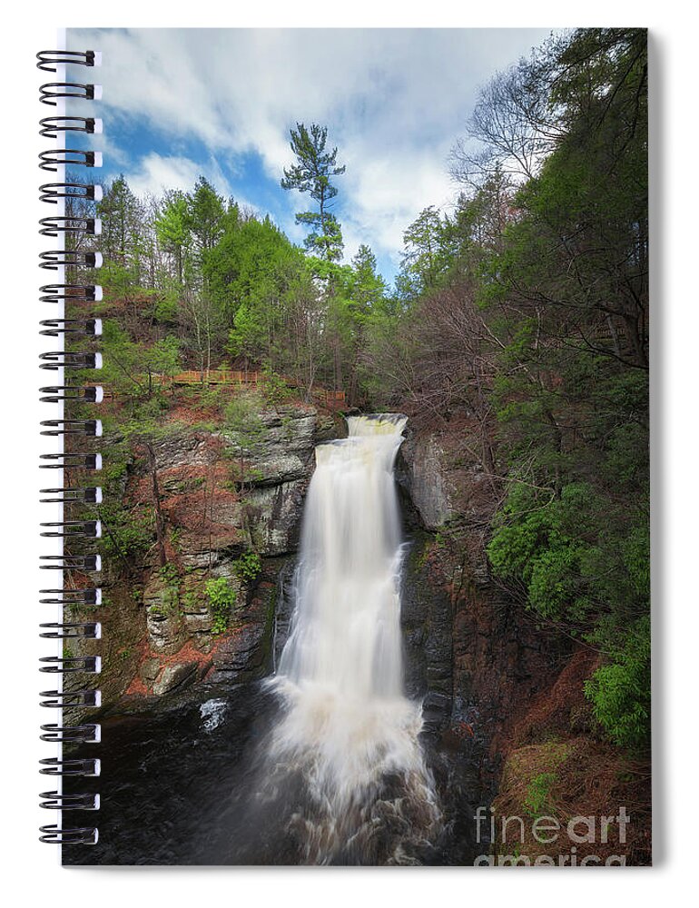 Main Spiral Notebook featuring the photograph Bushkill Falls by Michael Ver Sprill