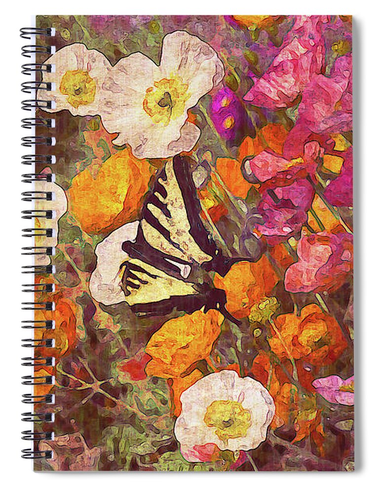 Flowers Spiral Notebook featuring the photograph Butterflies in the Poppies by Vanessa Thomas