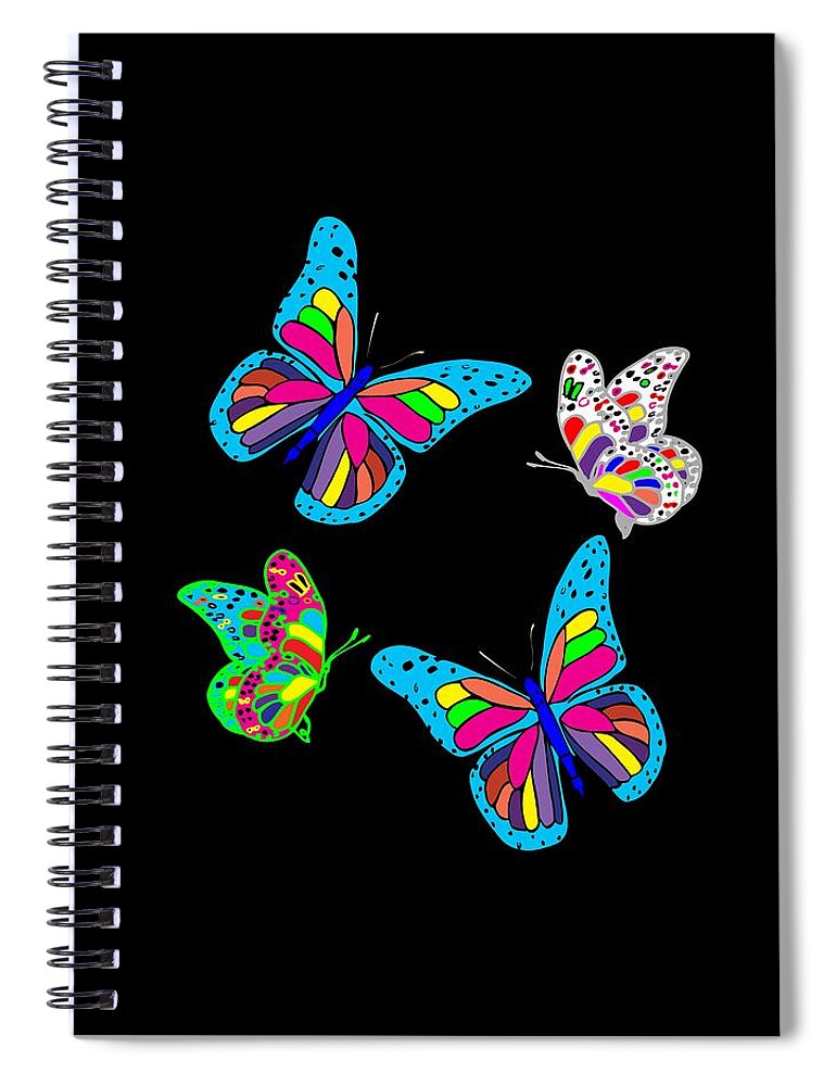 Pink Spiral Notebook featuring the digital art Butterflies by Judy Hall-Folde