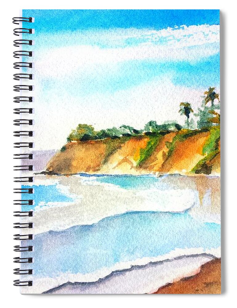 Ocean Spiral Notebook featuring the painting Butterfly Beach Santa Barbara by Carlin Blahnik CarlinArtWatercolor
