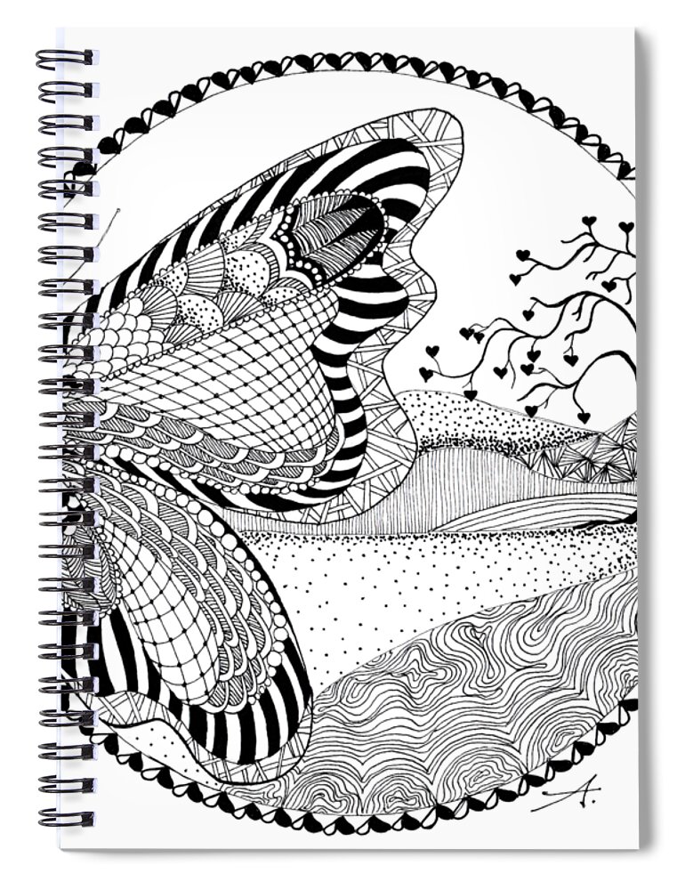 Drawing Spiral Notebook featuring the drawing Butterfly Fantasy by Ana V Ramirez