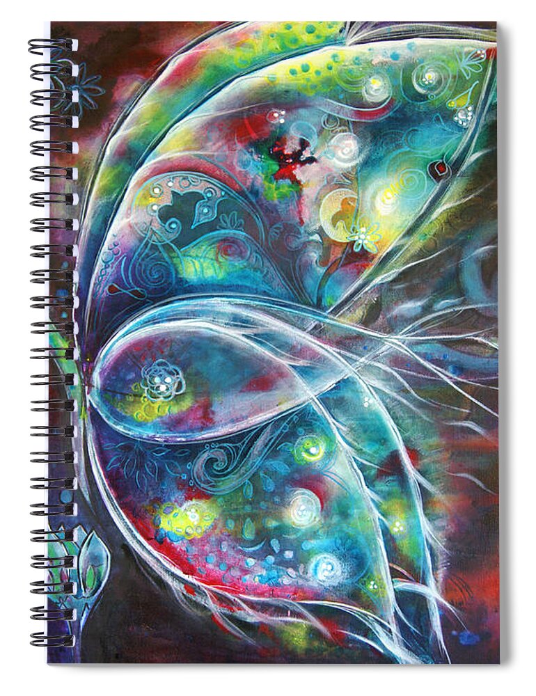 Butterfly Spiral Notebook featuring the painting Butterfly Fiesta by Reina Cottier