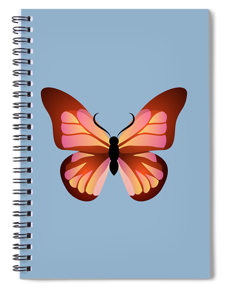 Butterfly Spiral Notebook featuring the digital art Butterfly Graphic Pink and Orange by MM Anderson