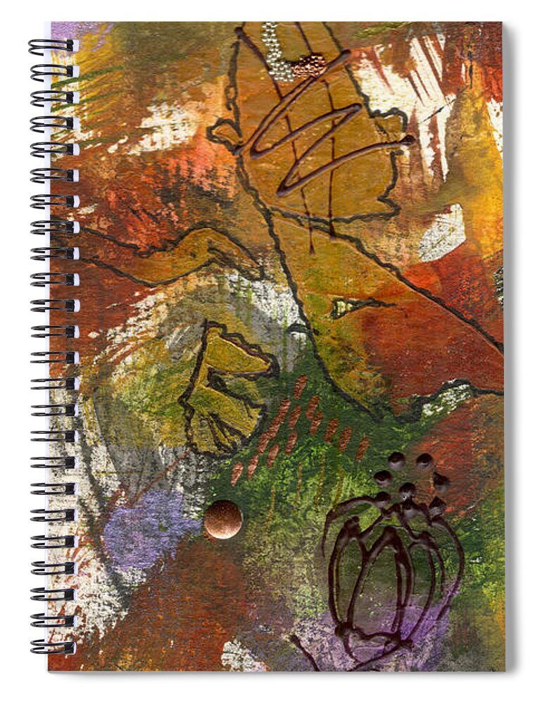 Abstract Spiral Notebook featuring the mixed media Butterfly Kisses by Angela L Walker