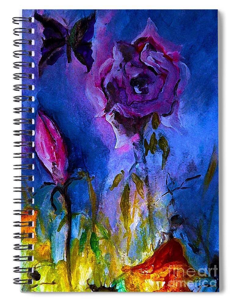 Fantasy Spiral Notebook featuring the painting Butterfly Nights by Lisa Kaiser