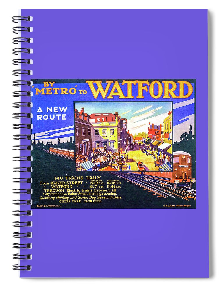 Metro Spiral Notebook featuring the photograph By Metro to Watford Railway Poster by Gordon James