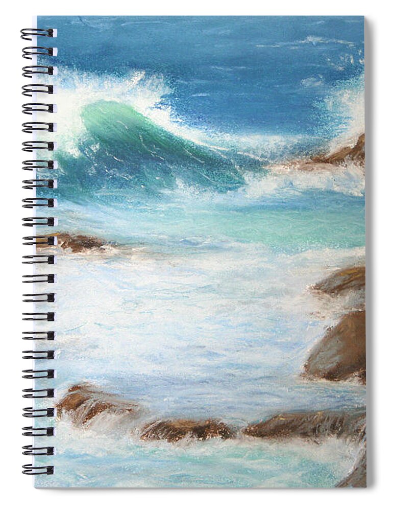 Seascape Spiral Notebook featuring the pastel By the Sea by Marna Edwards Flavell