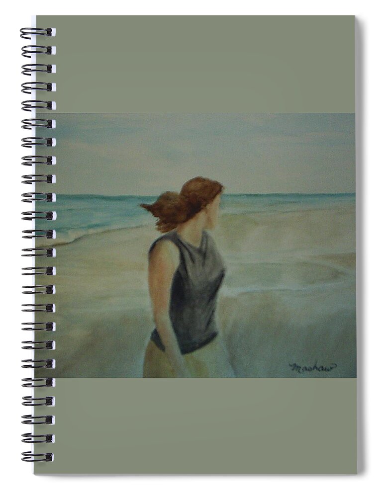 Ocean Spiral Notebook featuring the painting By the Sea by Sheila Mashaw