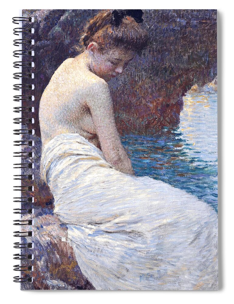 Vlaho Bukovac Spiral Notebook featuring the painting By the Sea by Vlaho Bukovac