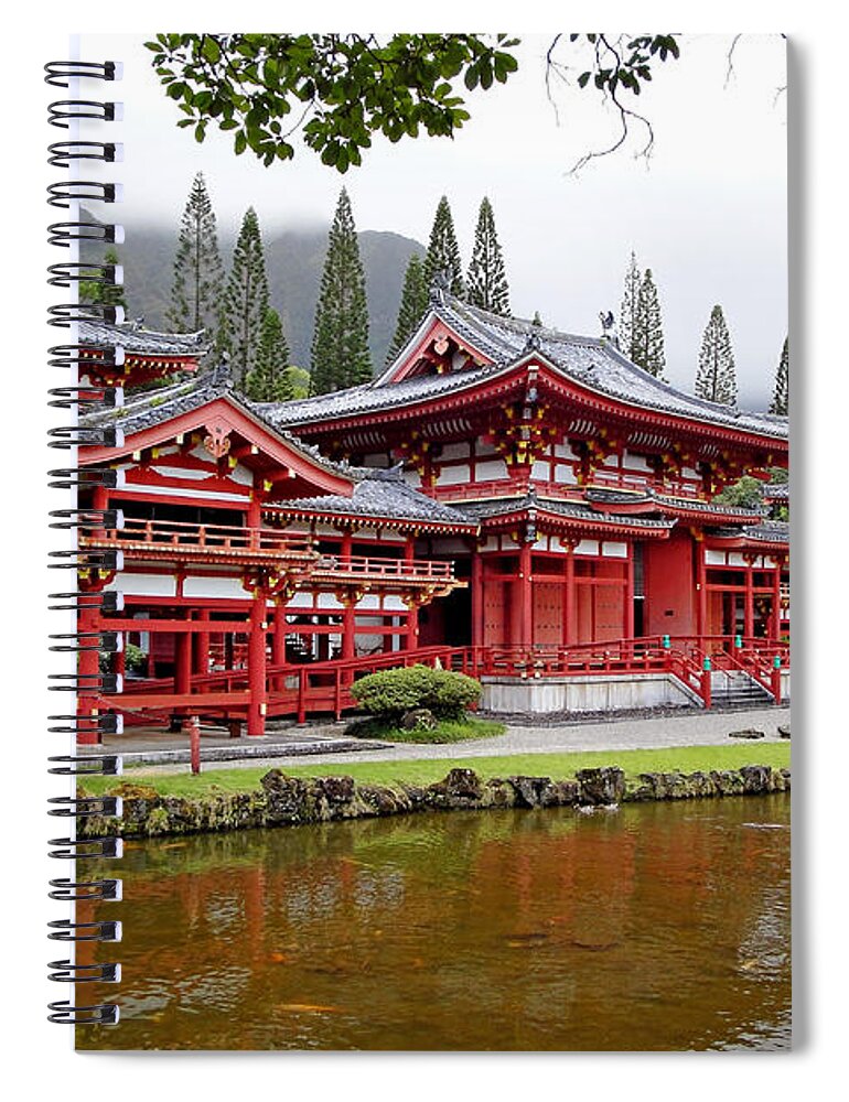 Byodo-in Temple Spiral Notebook featuring the photograph Byodo-In Temple Oahu by Robert Meyers-Lussier