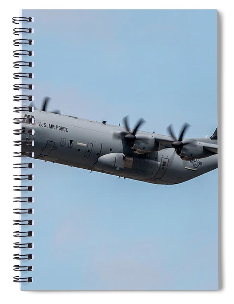 C130 Spiral Notebook featuring the digital art C-130E Hercules by Airpower Art