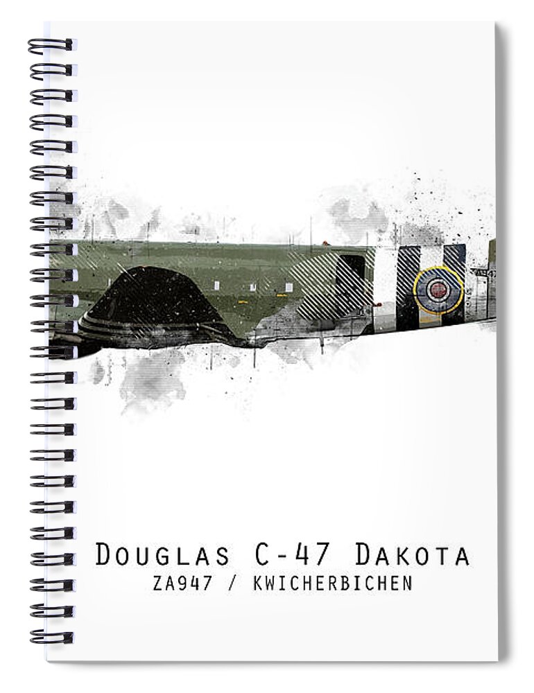 C-47 Dakota Bbmf Spiral Notebook featuring the digital art C-47 Dakota Sketch - Kwicherbichen by Airpower Art
