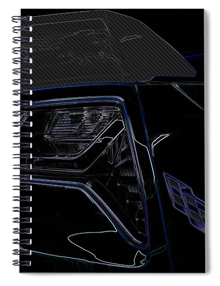 Corvette Spiral Notebook featuring the digital art C7 Corvette rear by Darrell Foster