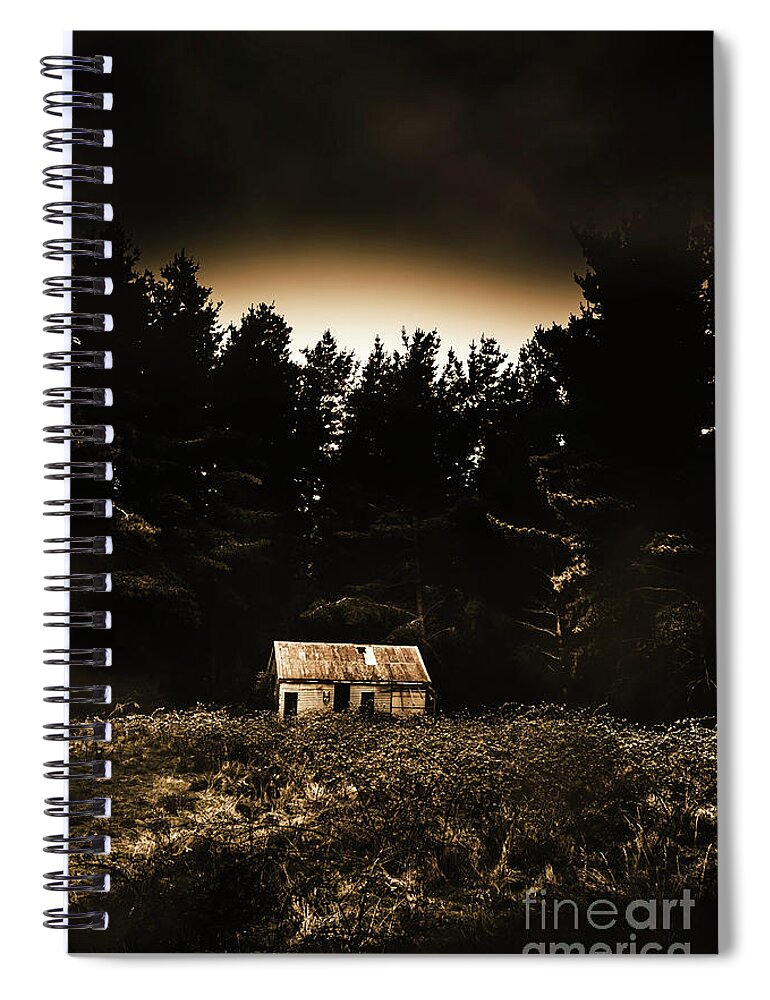 Woods Spiral Notebook featuring the photograph Cabin in the woodlands by Jorgo Photography