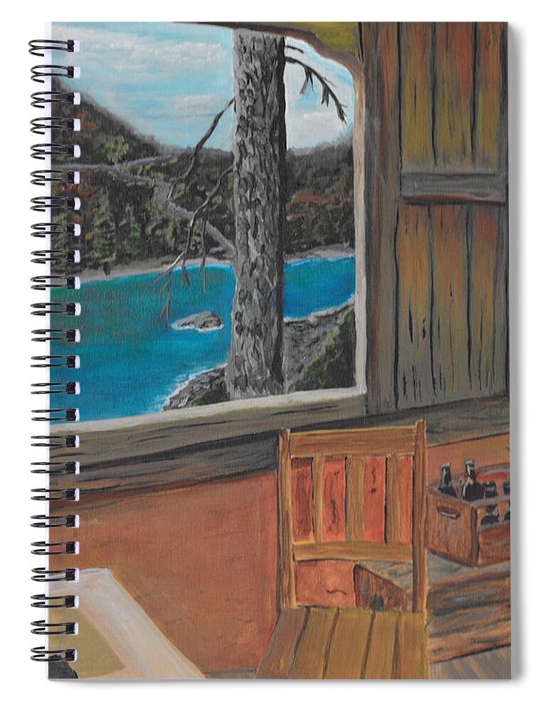 Cabin Spiral Notebook featuring the painting Cabin Window by David Bigelow