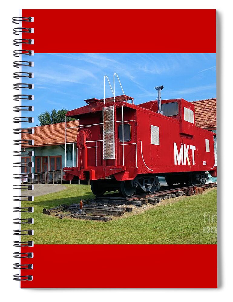 Train Spiral Notebook featuring the photograph Caboose at Katy Depot in Checotah Oklahoma by Janette Boyd