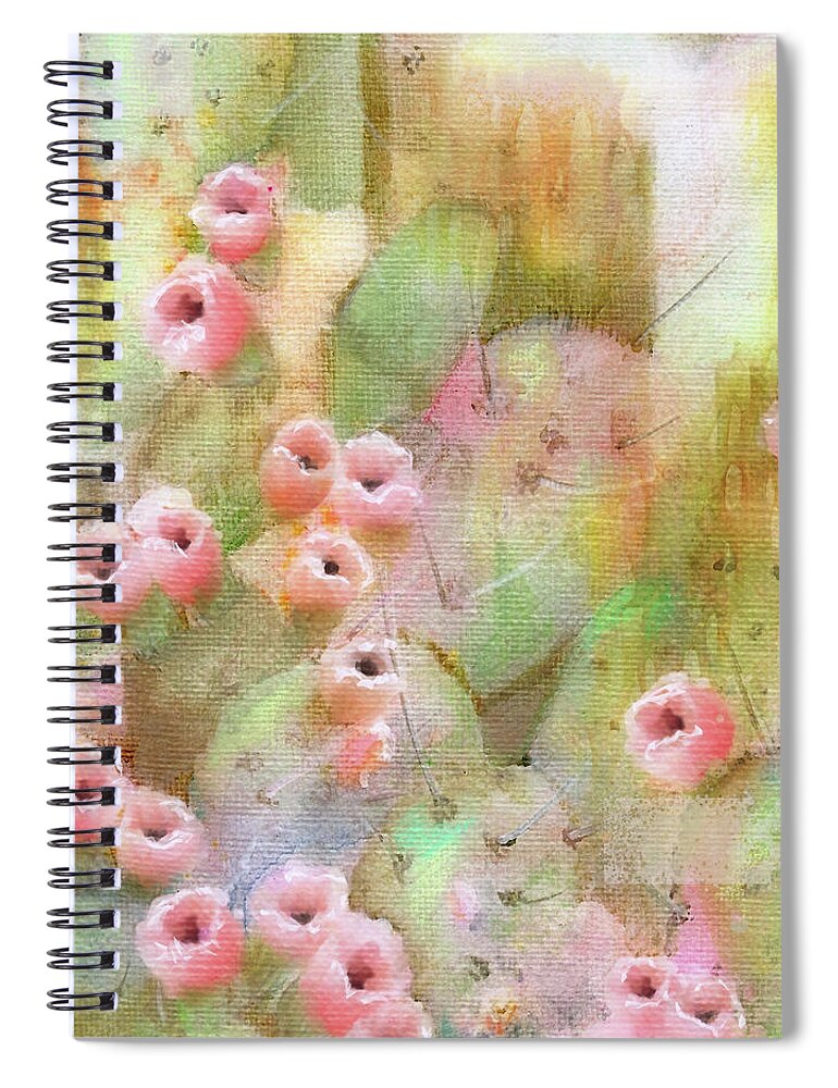 Cactus Spiral Notebook featuring the mixed media Cactus Rose by Sand And Chi