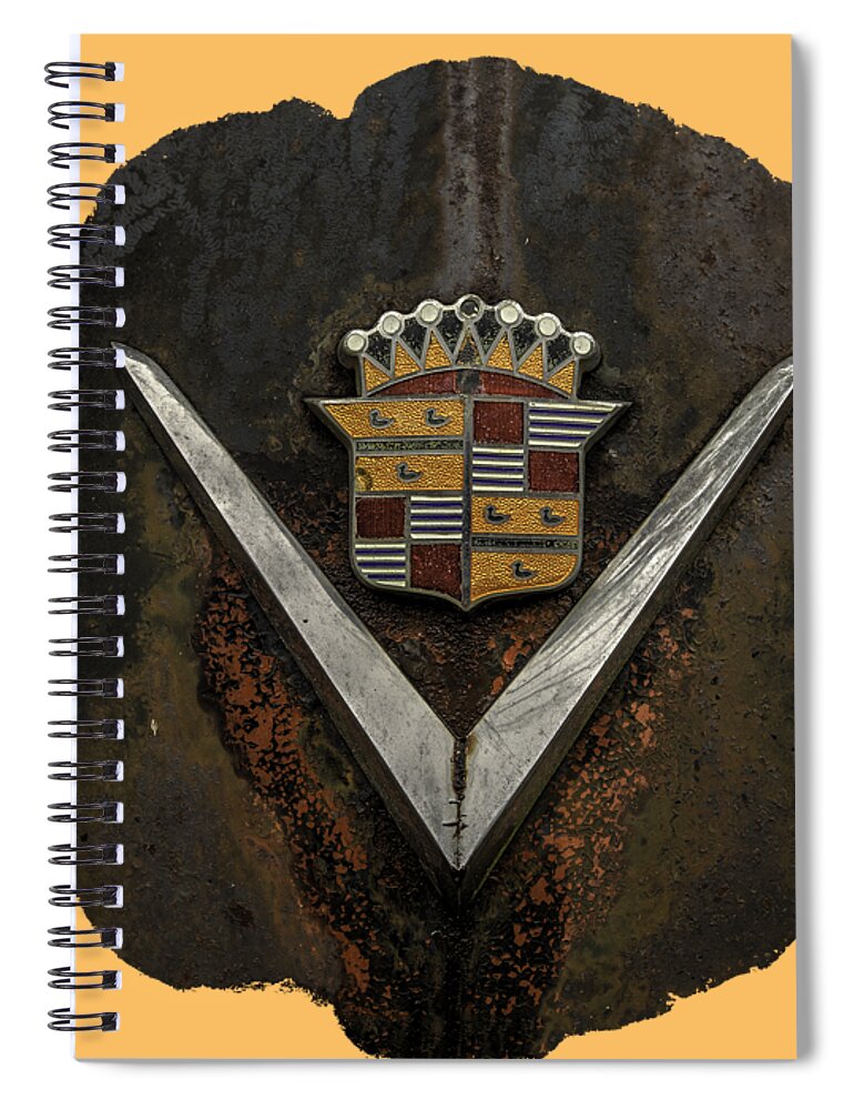 Antique Spiral Notebook featuring the photograph Caddy Emblem by Debra and Dave Vanderlaan