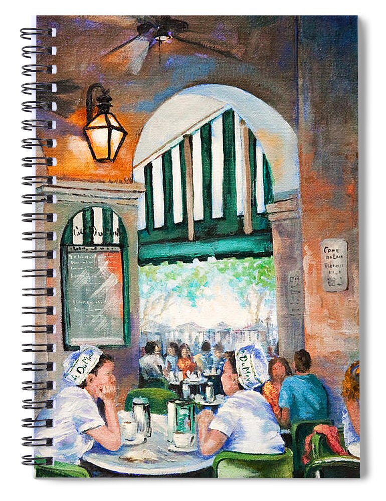 Cafe Du Monde Spiral Notebook featuring the painting Cafe Girls by Dianne Parks