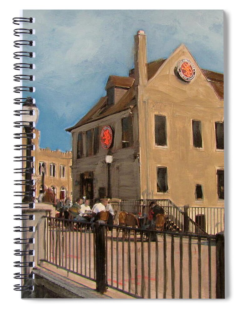 Milwaukee Spiral Notebook featuring the mixed media Cafe Hollander 2 by Anita Burgermeister