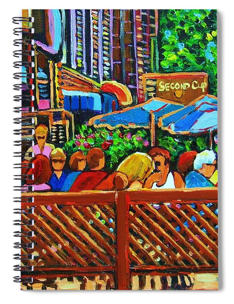 Montreal Spiral Notebook featuring the painting Cafe Second Cup by Carole Spandau