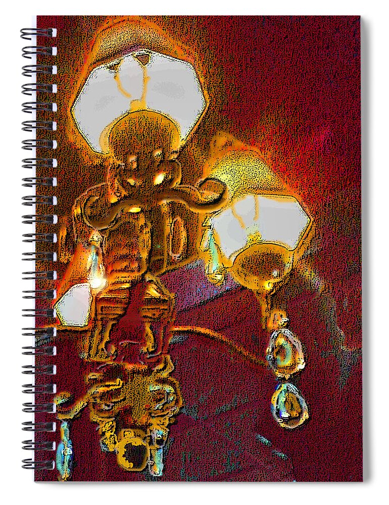 Pub Decor Spiral Notebook featuring the digital art Pub Chandelier by Pamela Smale Williams