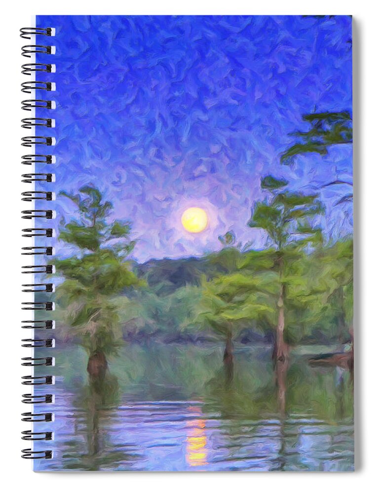 Cajun Moon Spiral Notebook featuring the painting Cajun Moon by Dominic Piperata