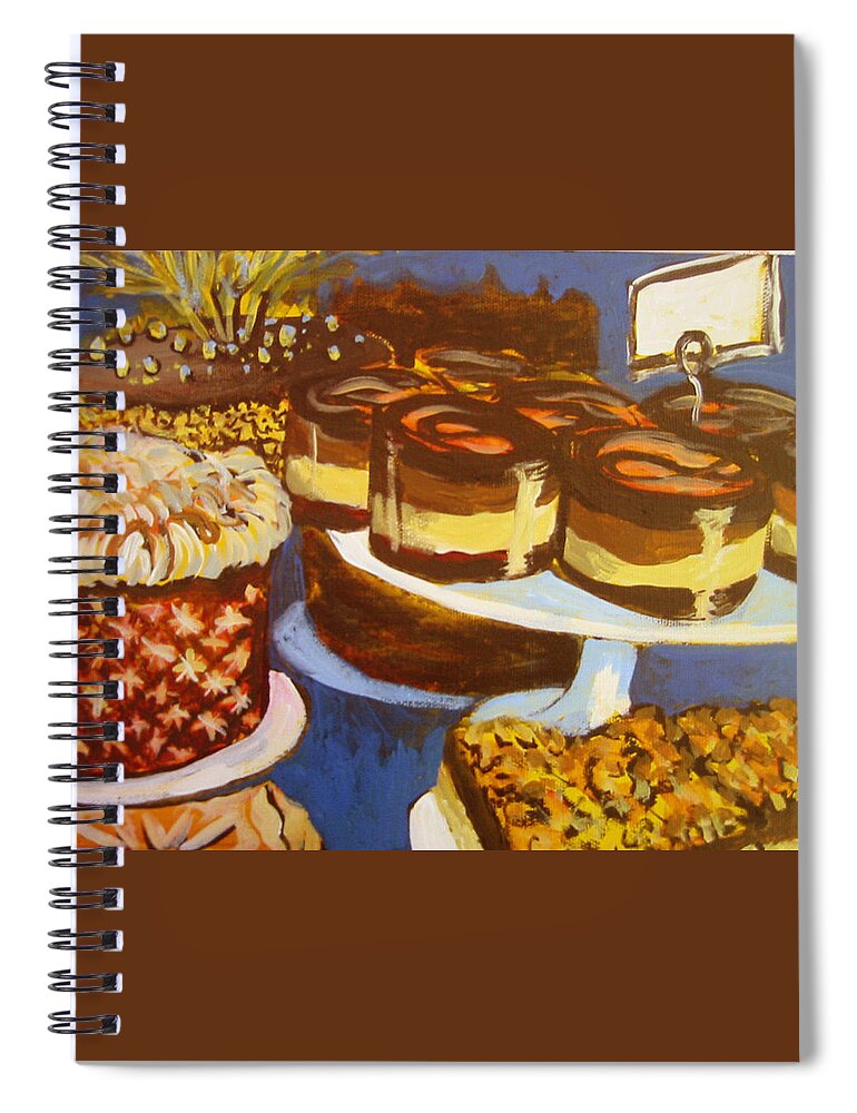Cake Spiral Notebook featuring the painting Cake Case by Tilly Strauss