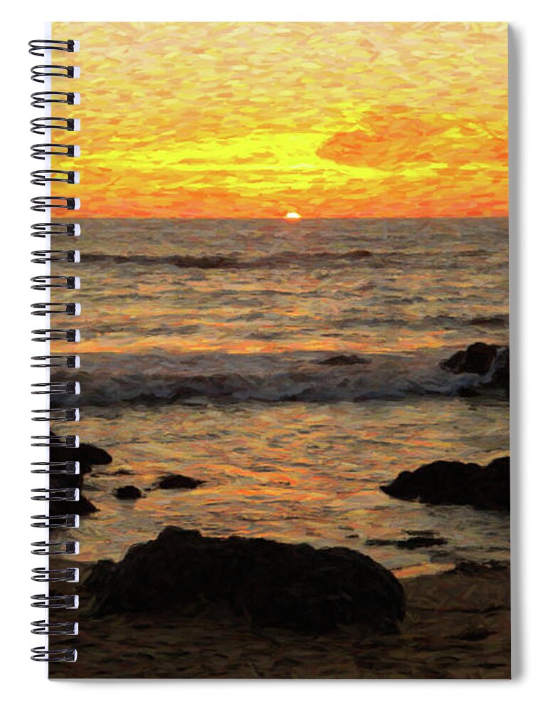 California Spiral Notebook featuring the digital art California Coast Sunset by Diane Diederich