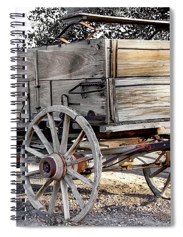 Wagon Spiral Notebook featuring the photograph California Farm Wagon by Gene Parks