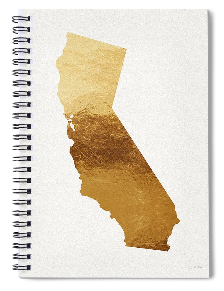 California Spiral Notebook featuring the mixed media California Gold- Art by Linda Woods by Linda Woods