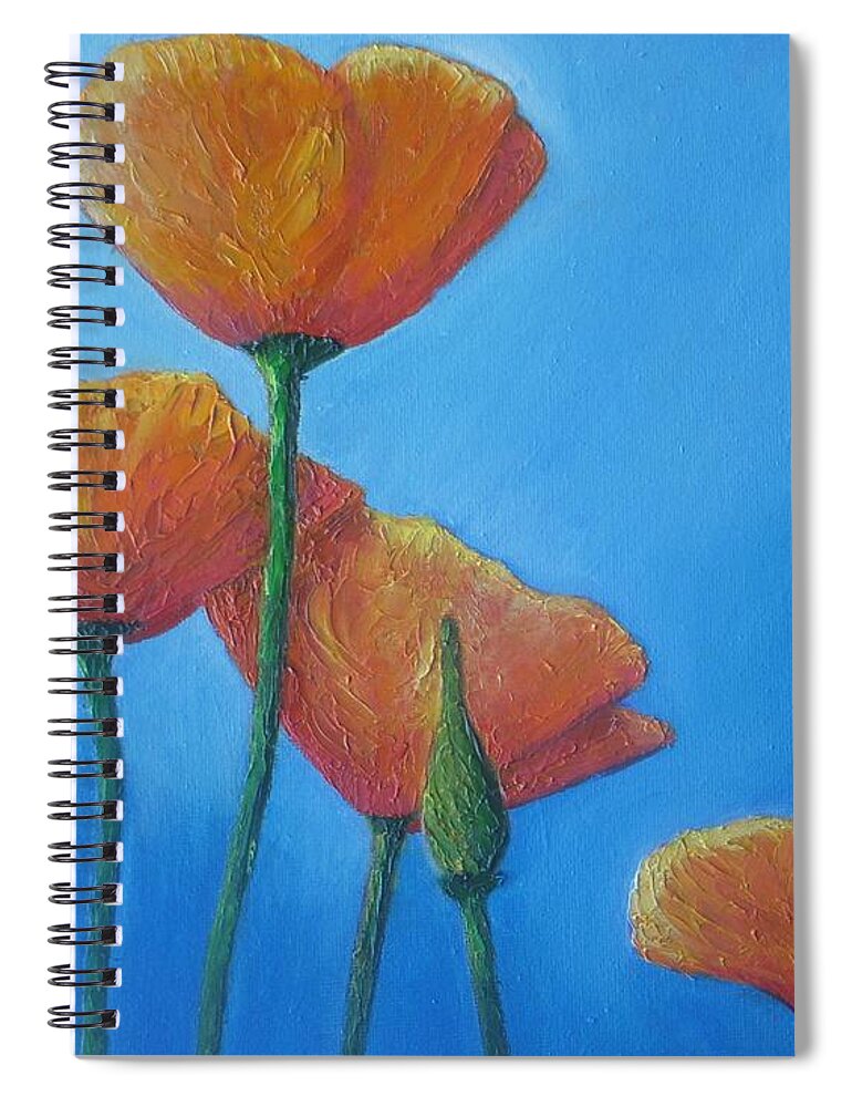 Poppies Spiral Notebook featuring the painting California Poppies #4 by Vesna Antic