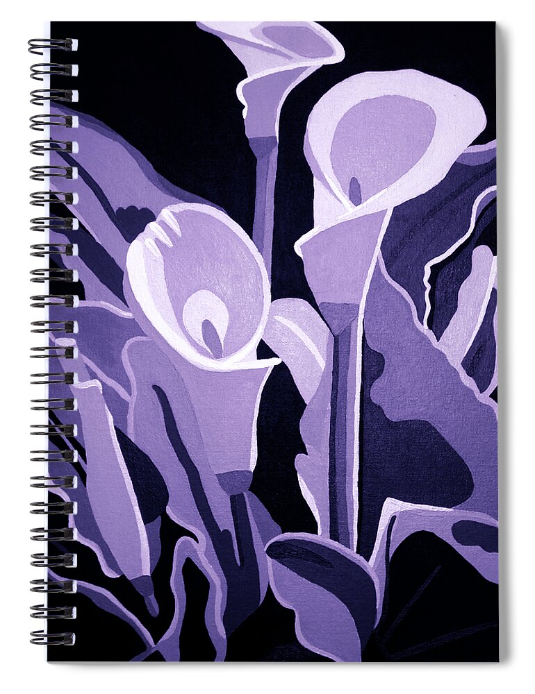 Calla Lillies Spiral Notebook featuring the painting Calla Lillies Lavender by Angelina Tamez