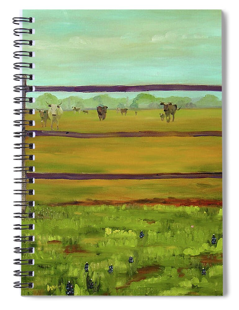 Western Spiral Notebook featuring the painting Calling 'em Home by Lilibeth Andre