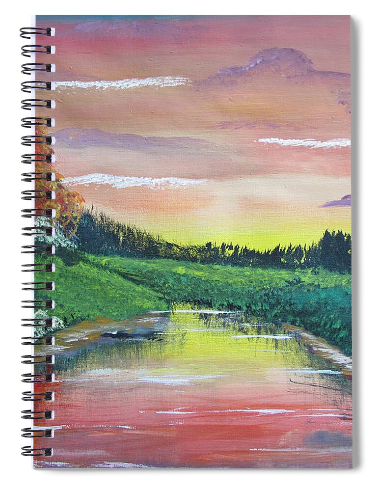 Sunset Spiral Notebook featuring the painting Calming Sunset by Luis F Rodriguez