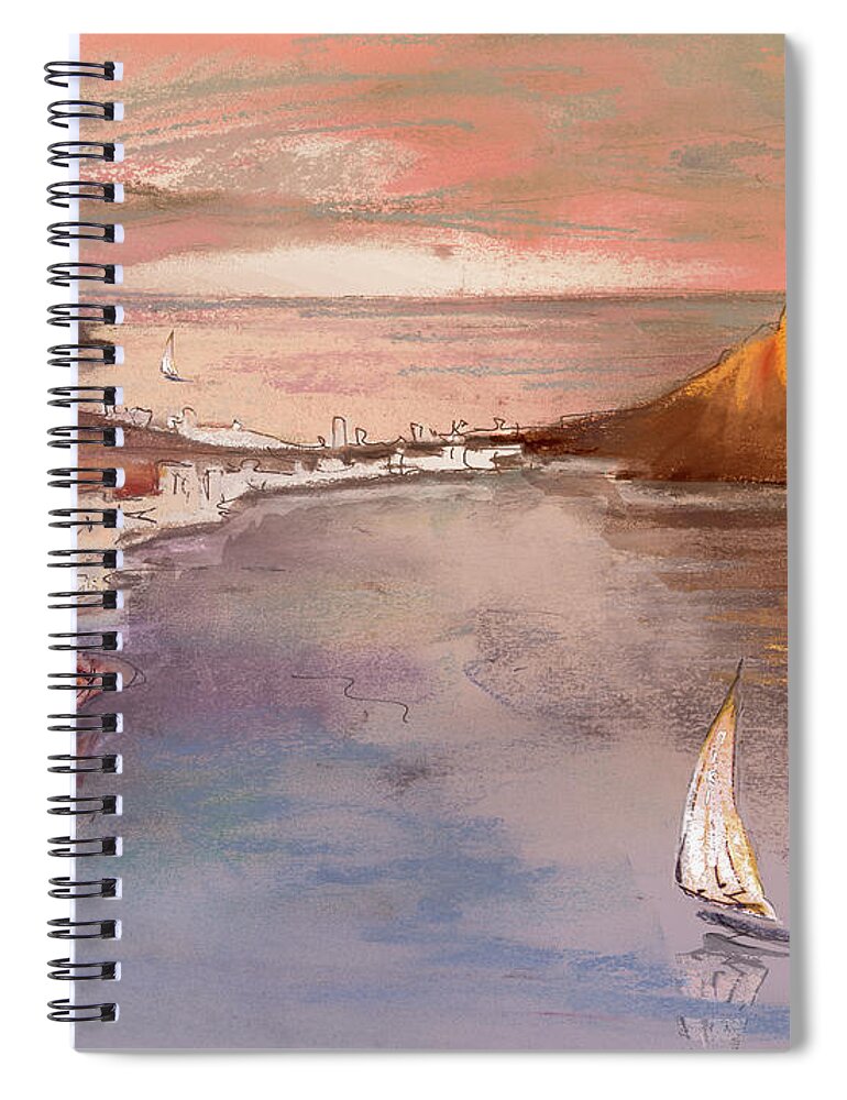 Spain Spiral Notebook featuring the painting Calpe at Sunset by Miki De Goodaboom