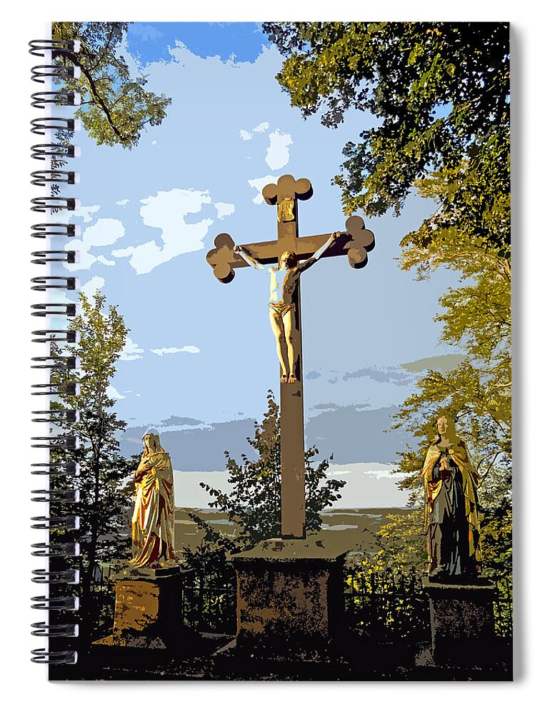 Jesus Spiral Notebook featuring the photograph Calvary Group - Parkstein by Juergen Weiss