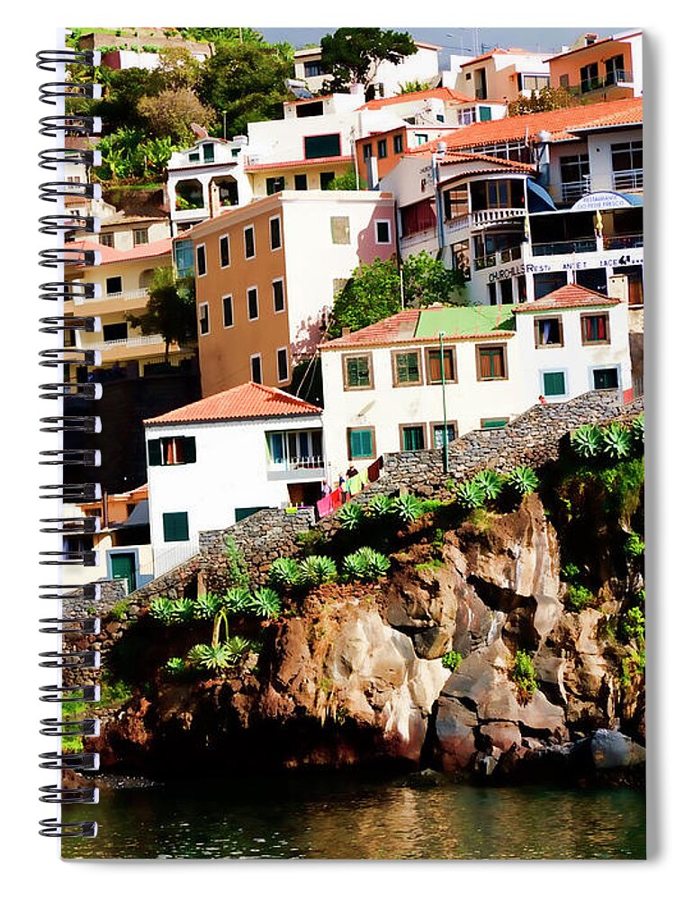 Fishing Spiral Notebook featuring the photograph Camara de Lobos on the island of Madeira by Brenda Kean