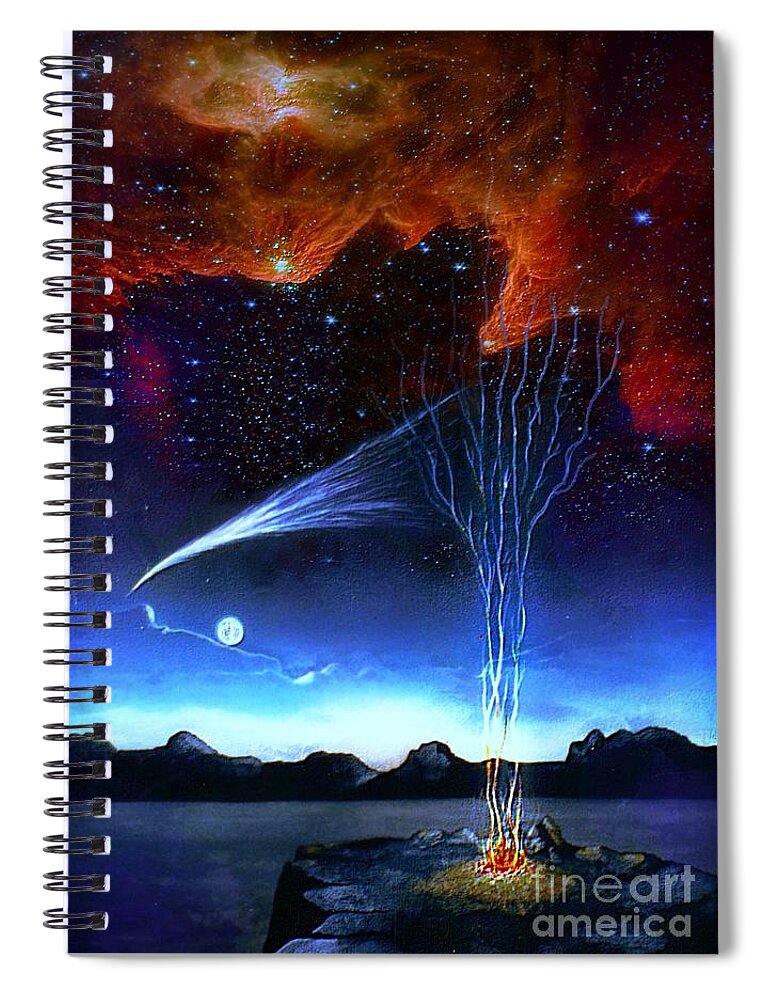 Acrylic Painting Spiral Notebook featuring the mixed media Campfire by David Neace