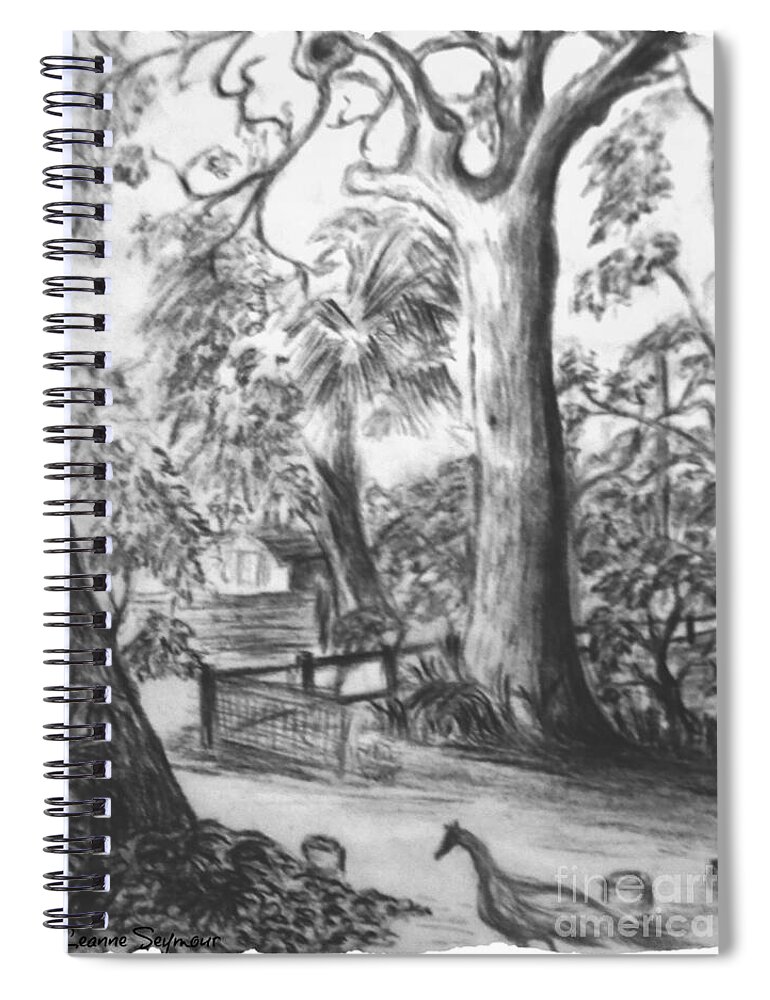 Trees Spiral Notebook featuring the drawing Camping Fun by Leanne Seymour