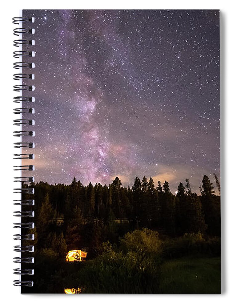 Milky Way Spiral Notebook featuring the photograph Camping Under Nighttime Milky Way Stars by James BO Insogna