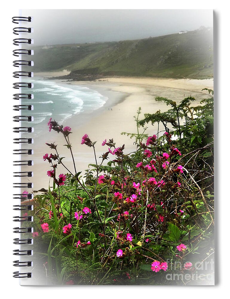 Floral Art Spiral Notebook featuring the photograph Campions Over Whitesands Bay Cornwall by Linsey Williams