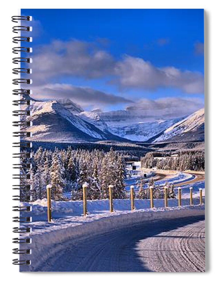 Lake Louise Spiral Notebook featuring the photograph Canadian Rockies Highway by Adam Jewell