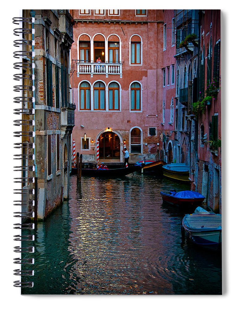 Venice Spiral Notebook featuring the photograph Canal at Dusk by Harry Spitz