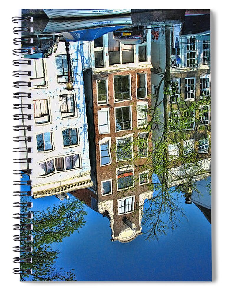 Amsterdam Spiral Notebook featuring the photograph Amsterdam Canal Reflection by Allen Beatty