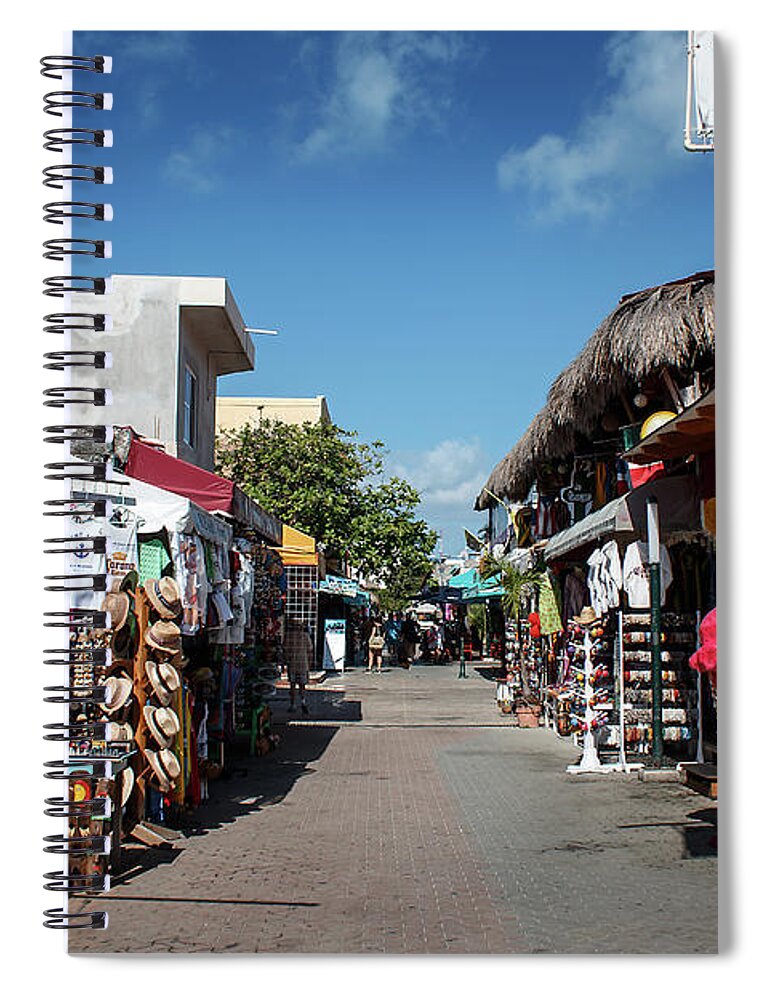 Cancun Spiral Notebook featuring the photograph Cancun Mexico - Isla Mujeres - Downtown Isla Mujeres by Ronald Reid