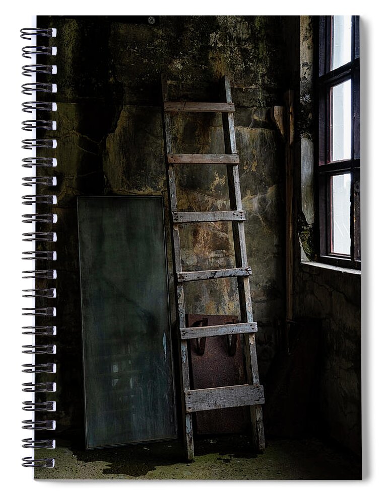 Iceland Spiral Notebook featuring the photograph Cannery Ladder by Tom Singleton